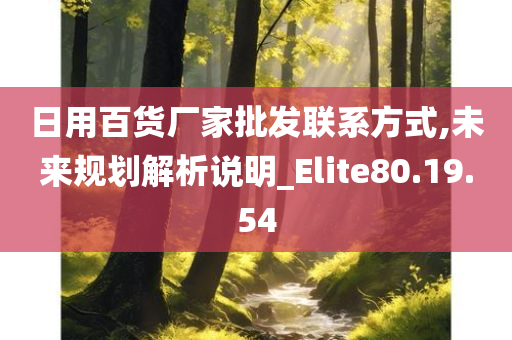 日用百货厂家批发联系方式,未来规划解析说明_Elite80.19.54