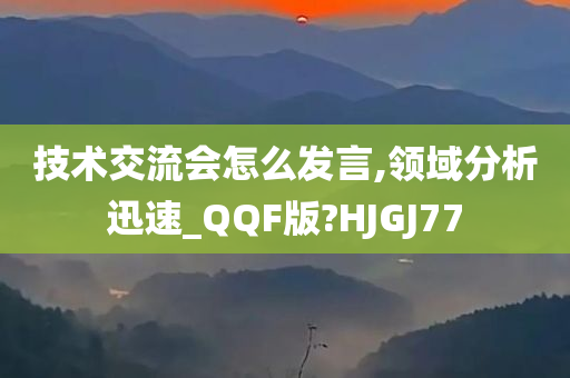 技术交流会怎么发言,领域分析迅速_QQF版?HJGJ77