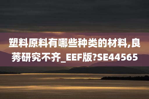 塑料原料有哪些种类的材料,良莠研究不齐_EEF版?SE44565