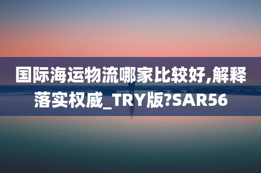 国际海运物流哪家比较好,解释落实权威_TRY版?SAR56