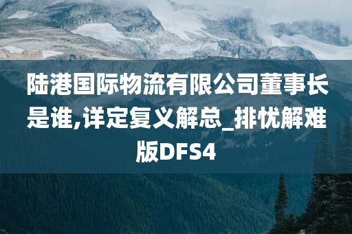 陆港国际物流有限公司董事长是谁,详定复义解总_排忧解难版DFS4