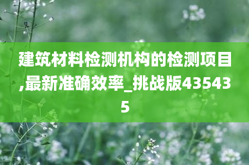 建筑材料检测机构的检测项目,最新准确效率_挑战版435435