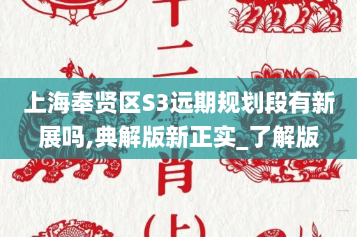 上海奉贤区S3远期规划段有新展吗,典解版新正实_了解版