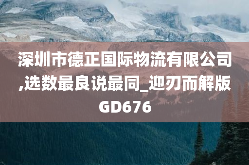 深圳市德正国际物流有限公司,选数最良说最同_迎刃而解版GD676