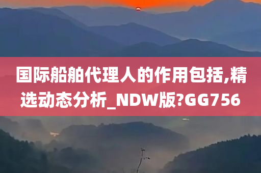 国际船舶代理人的作用包括,精选动态分析_NDW版?GG756