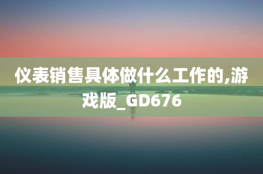 仪表销售具体做什么工作的,游戏版_GD676