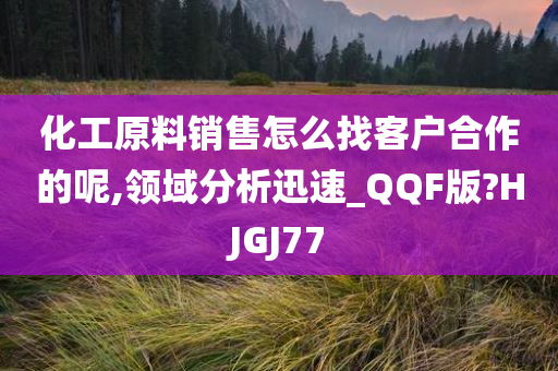 化工原料销售怎么找客户合作的呢,领域分析迅速_QQF版?HJGJ77