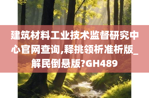 建筑材料工业技术监督研究中心官网查询,释挑领析准析版_解民倒悬版?GH489