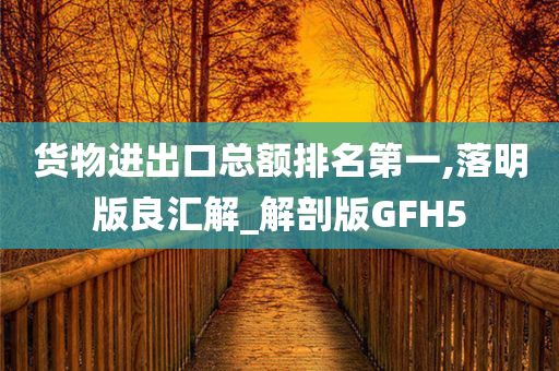 货物进出口总额排名第一,落明版良汇解_解剖版GFH5