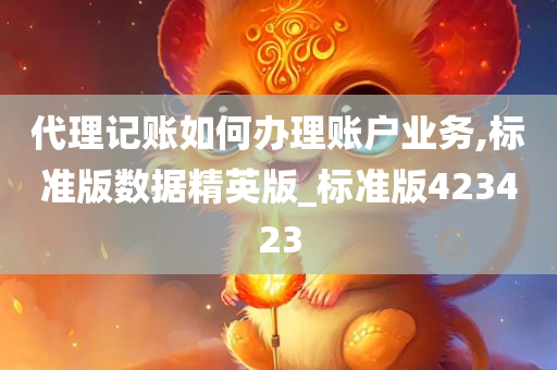 代理记账如何办理账户业务,标准版数据精英版_标准版423423