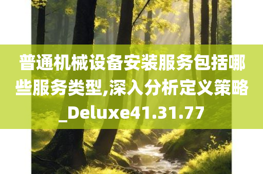 普通机械设备安装服务包括哪些服务类型,深入分析定义策略_Deluxe41.31.77