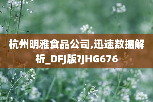 杭州明雅食品公司,迅速数据解析_DFJ版?JHG676