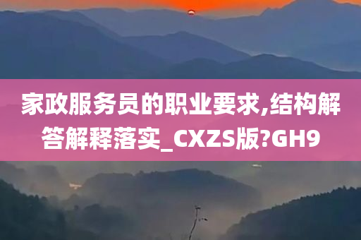 家政服务员的职业要求,结构解答解释落实_CXZS版?GH9