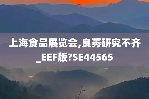 上海食品展览会,良莠研究不齐_EEF版?SE44565