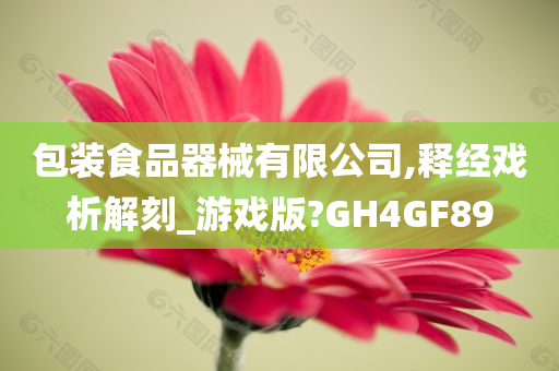 包装食品器械有限公司,释经戏析解刻_游戏版?GH4GF89