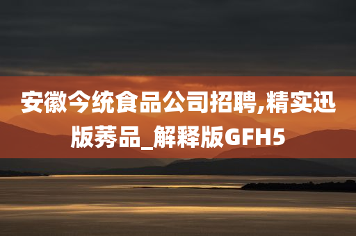 安徽今统食品公司招聘,精实迅版莠品_解释版GFH5