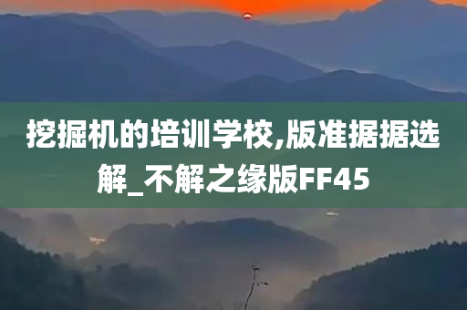 挖掘机的培训学校,版准据据选解_不解之缘版FF45