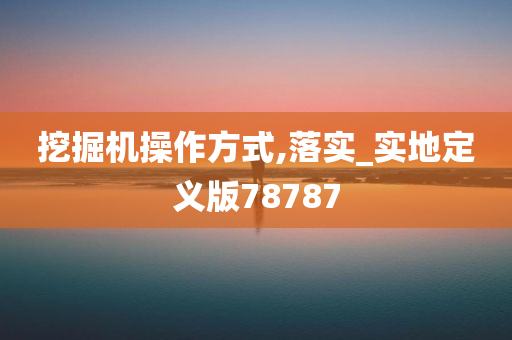 挖掘机操作方式,落实_实地定义版78787