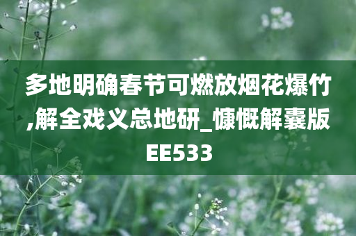 多地明确春节可燃放烟花爆竹,解全戏义总地研_慷慨解囊版EE533