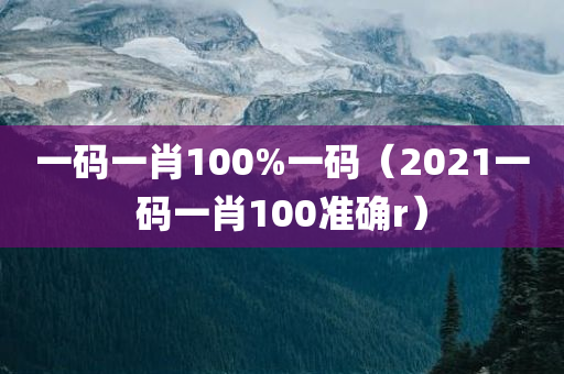 一码一肖100%一码（2021一码一肖100准确r）