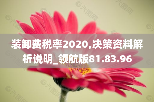 装卸费税率2020,决策资料解析说明_领航版81.83.96