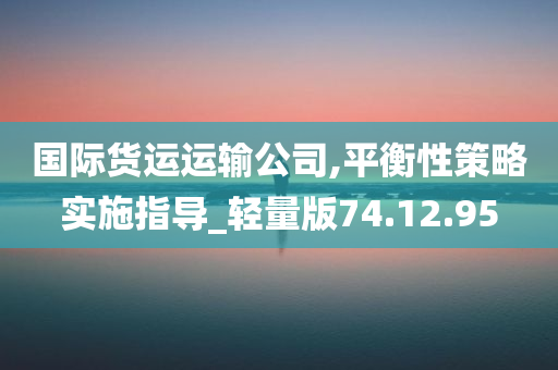 国际货运运输公司,平衡性策略实施指导_轻量版74.12.95