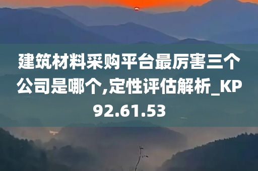 建筑材料采购平台最厉害三个公司是哪个,定性评估解析_KP92.61.53