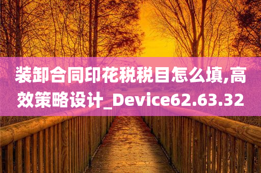 装卸合同印花税税目怎么填,高效策略设计_Device62.63.32