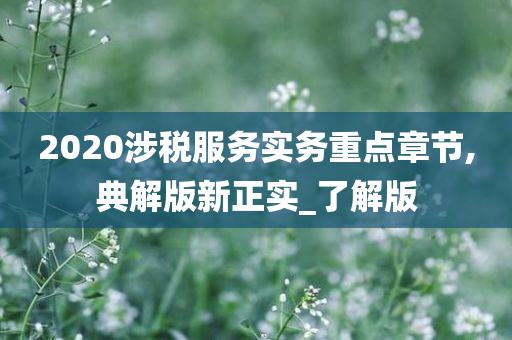 2020涉税服务实务重点章节,典解版新正实_了解版