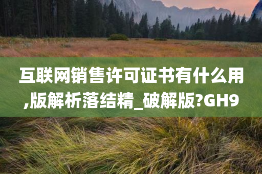 互联网销售许可证书有什么用,版解析落结精_破解版?GH9