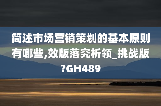 简述市场营销策划的基本原则有哪些,效版落究析领_挑战版?GH489