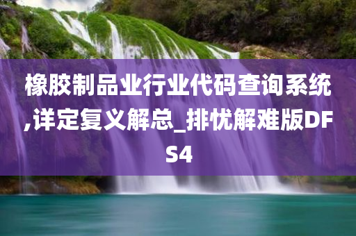 橡胶制品业行业代码查询系统,详定复义解总_排忧解难版DFS4