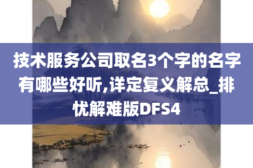 技术服务公司取名3个字的名字有哪些好听,详定复义解总_排忧解难版DFS4