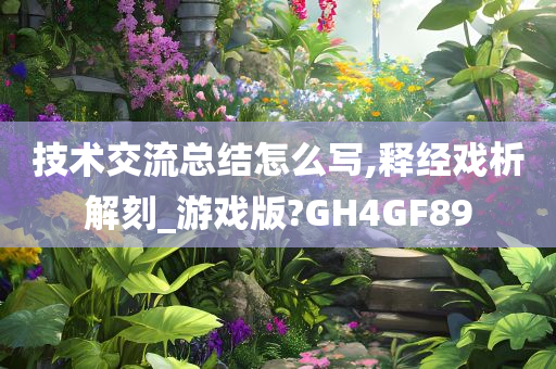 技术交流总结怎么写,释经戏析解刻_游戏版?GH4GF89