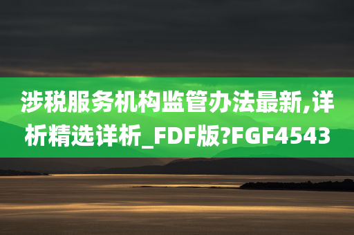 涉税服务机构监管办法最新,详析精选详析_FDF版?FGF4543