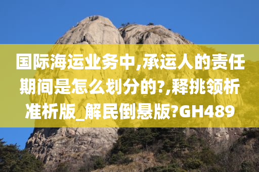 国际海运业务中,承运人的责任期间是怎么划分的?,释挑领析准析版_解民倒悬版?GH489