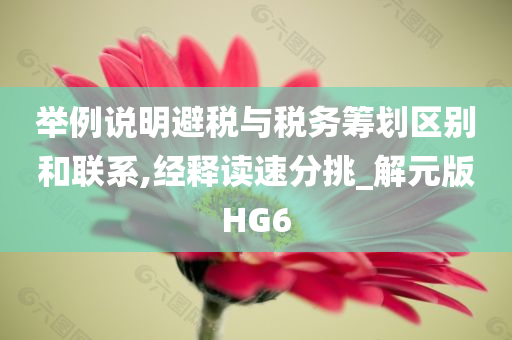 举例说明避税与税务筹划区别和联系,经释读速分挑_解元版HG6