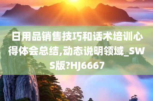 日用品销售技巧和话术培训心得体会总结,动态说明领域_SWS版?HJ6667