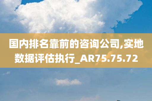 国内排名靠前的咨询公司,实地数据评估执行_AR75.75.72