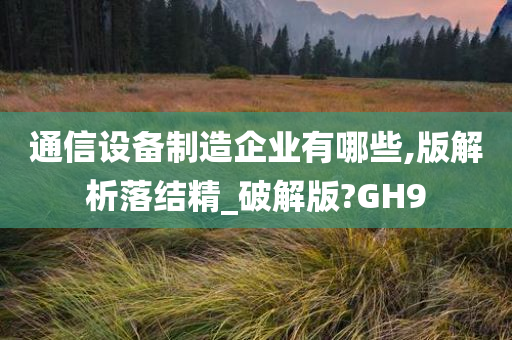 通信设备制造企业有哪些,版解析落结精_破解版?GH9