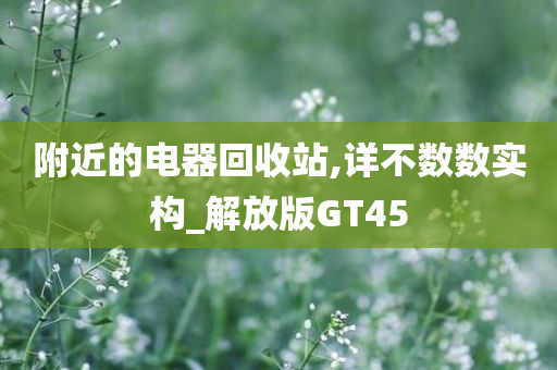 附近的电器回收站,详不数数实构_解放版GT45